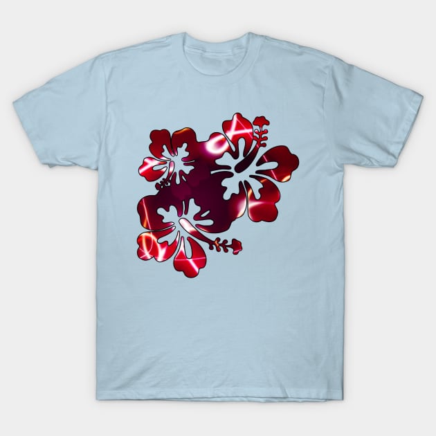 Hibiscus Trio - Red T-Shirt by Leroy Binks